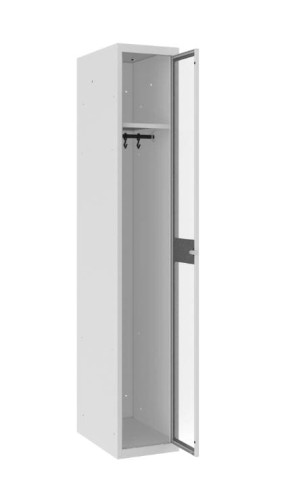 szafa socjalna z drzwiami z szybą pleksi Sum 310 otwarta