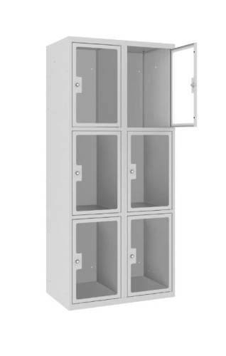szafa socjalna z drzwiami z szybą pleksi Sus 423 otwarta