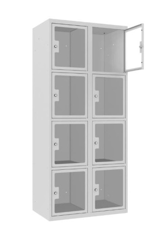 szafa socjalna z drzwiami z szybą pleksi Sus 424 otwarta