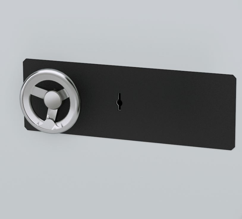 zamek na klucz z szyldem i pokrętłem